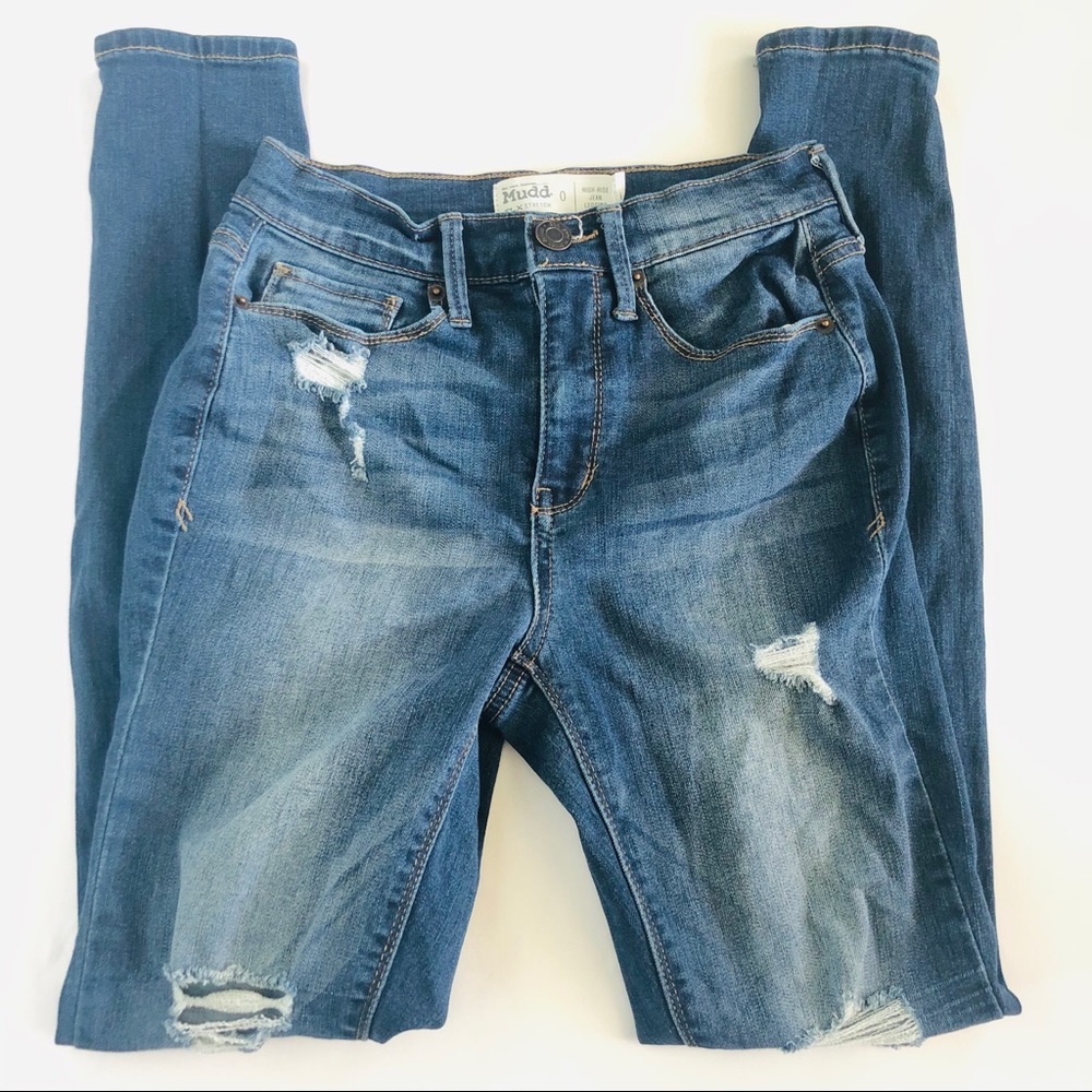 Mudd High Rise Destructed Jeans - Womens 0